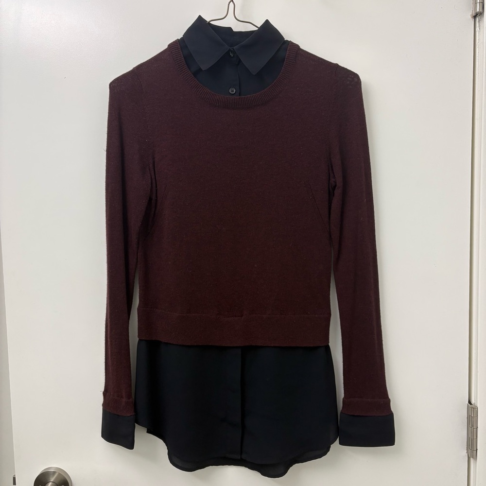 RW&CO. Maroon and Black Layered Blouse